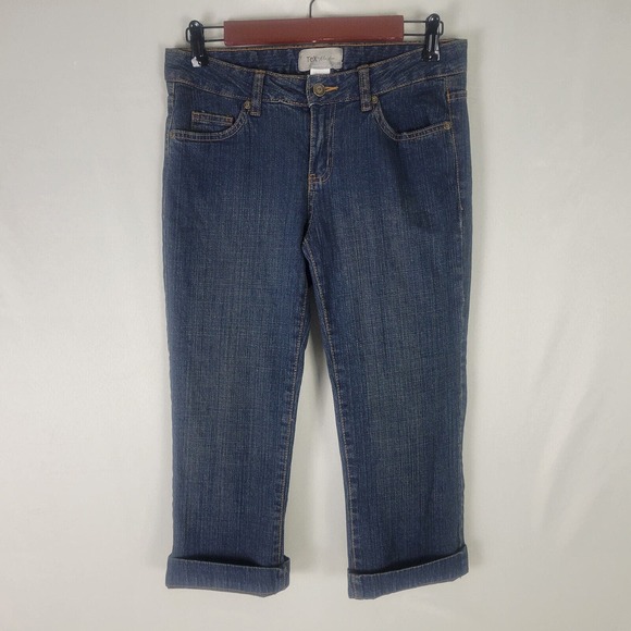 Tex by Max Azria Jeans Womens 8 Blue Denim Low Rise Cuffed Capri Dark Wash 29x20 - Picture 1 of 16